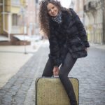 suitcase, girl, woman