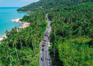 Sichon’s coastline backs onto coconut groves and Khao Luang mountains beyond