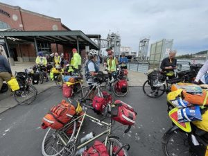 Tour bikes lined up Alaska - Photos are provided by Adventure Cycling Association tour leader Steve Powell who has led tours using the AMHS.